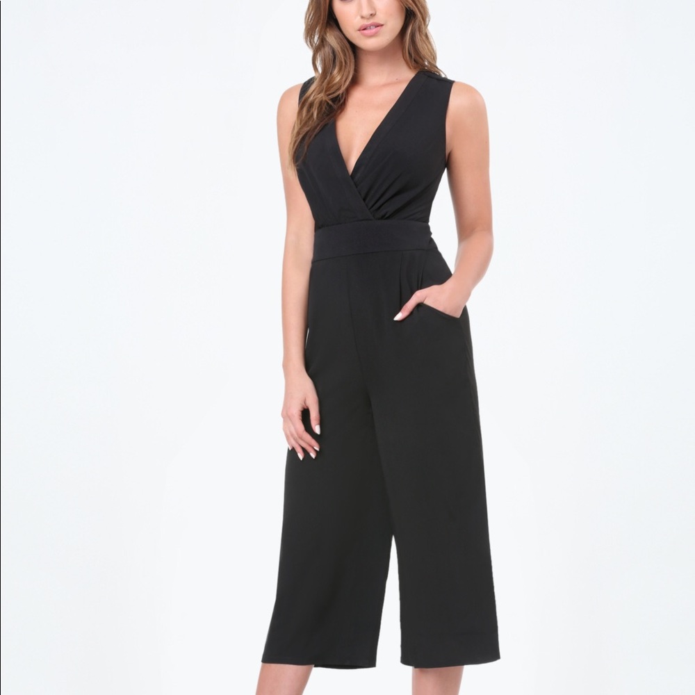 Black, dressy, v-cut, romper